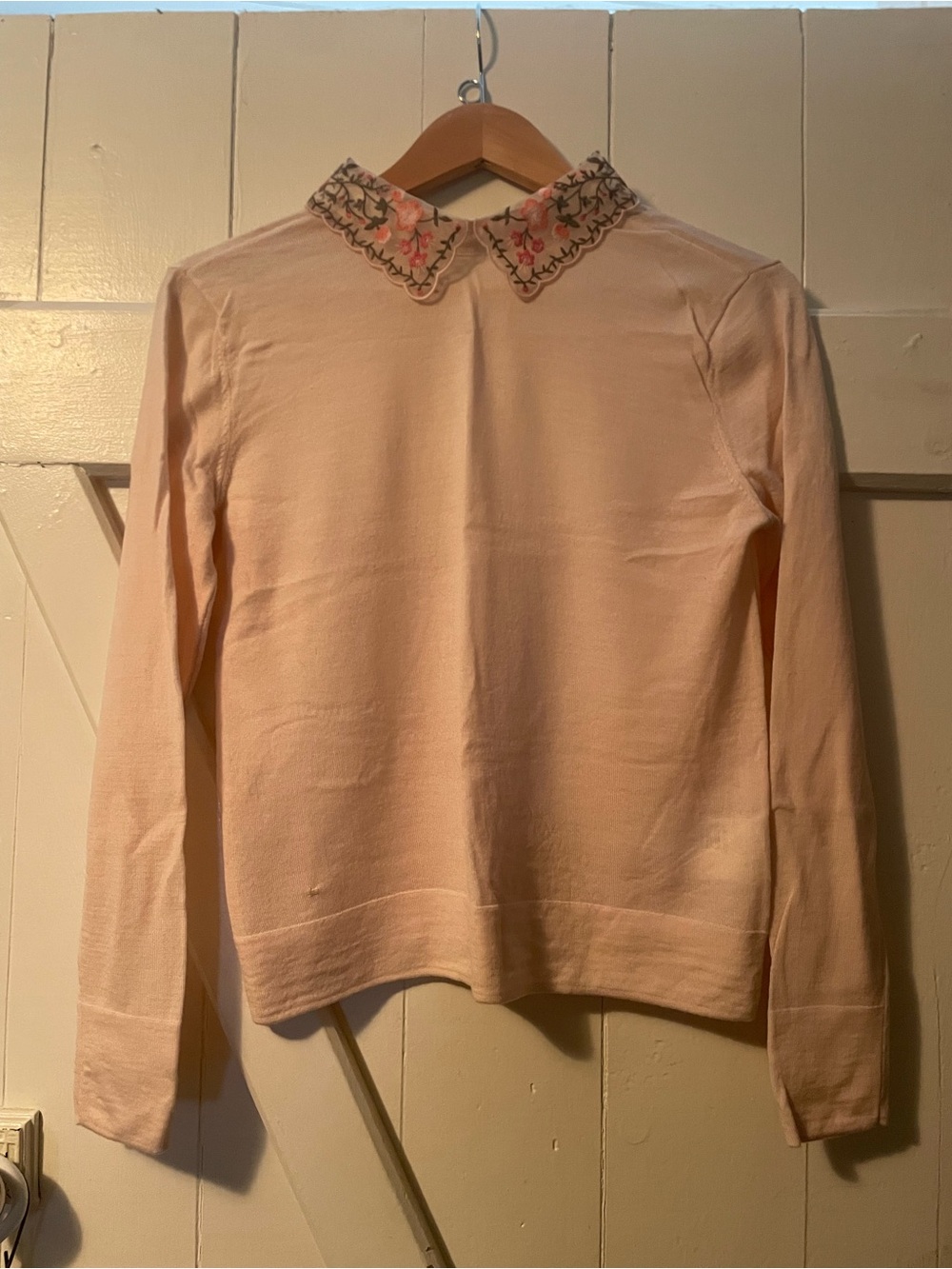 Club Monaco - Pale Peachy Pink Betty Cooper collared sweater blouse